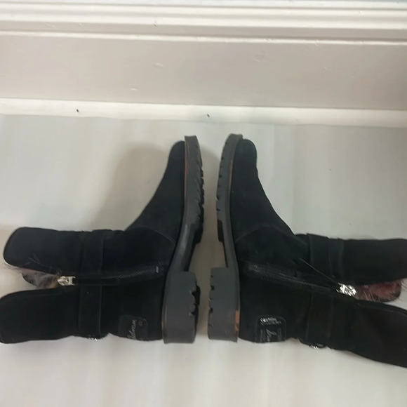 Sam Edelman women’s size 6.5 Jeanie Black Leather Boots faux fur lining multi - Picture 6 of 10